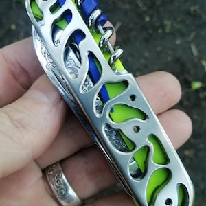Swiss pocket knife 91mm in Compact Skeleton SAK engraved tools titanium scales.