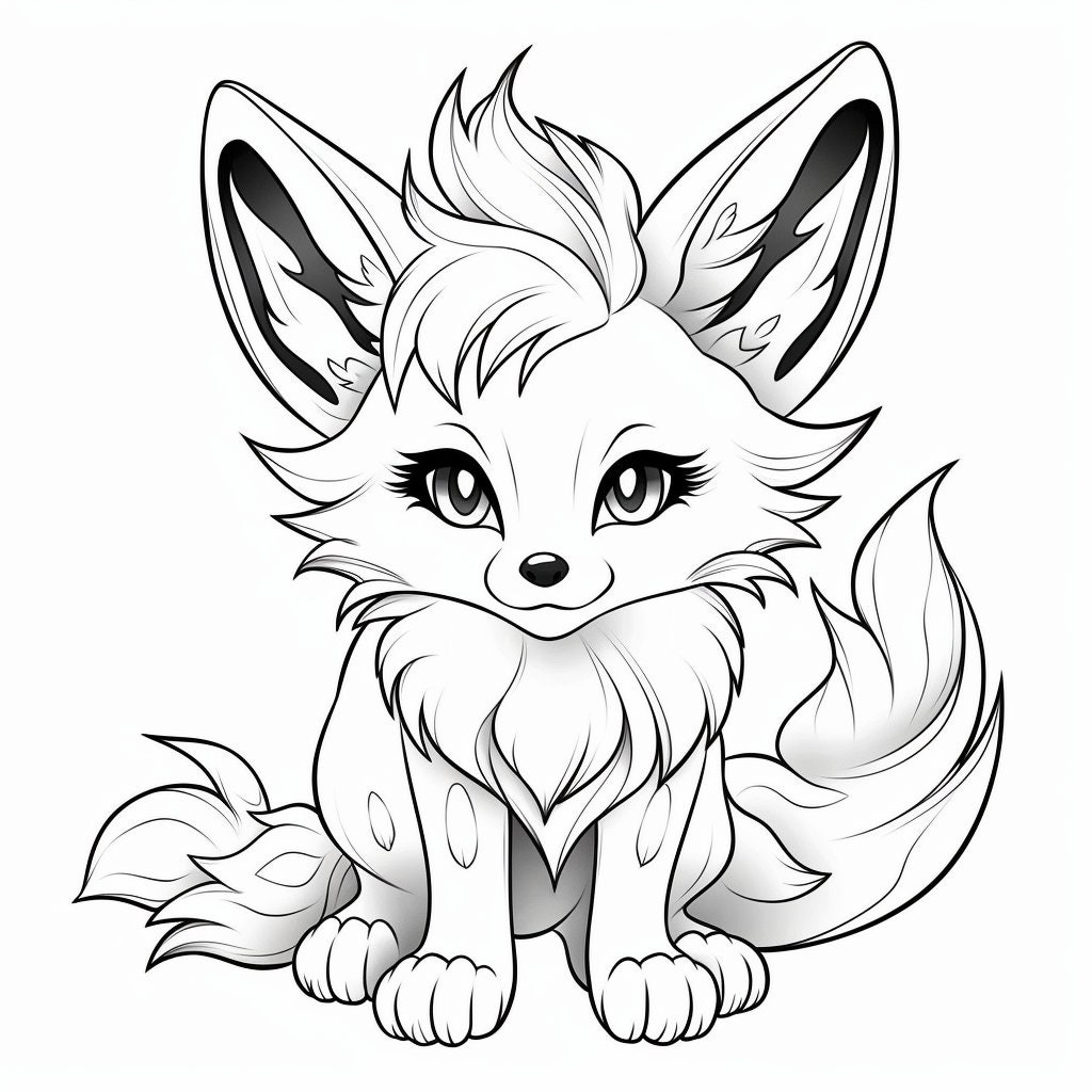 Anime Foxes Coloring Sheets Etsy