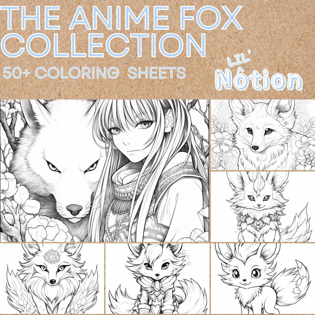 Anime Foxes Coloring Sheets Etsy