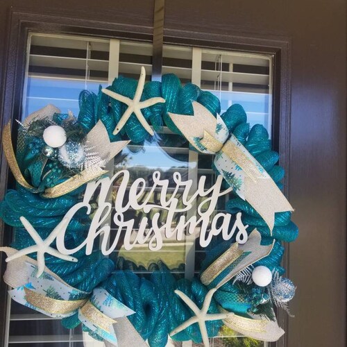 Coastal Christmas Wreath for Front Door Classic Traditional Etsy