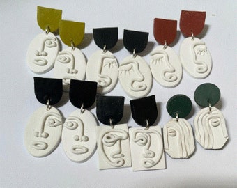 Jez Abstract Faces Handmade Polymer Clay Earrings