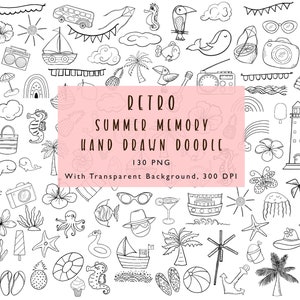 Groovy retro-zomerherinnering, handgetekende doodle, geen AI, schattig voor jouw ontwerp, naadloos, sjaal, kussensloop, T-shirt, mokken, draagtassen, kaarten