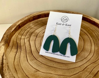 Teal Hoop Earrings, Polymer Clay Textured Earrings, Gifts for Her, Handmade Uk