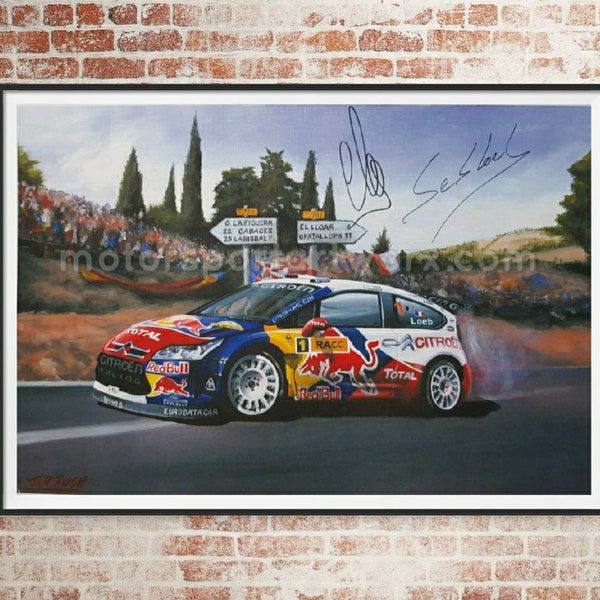 Impression d'art Sébastien Loeb en édition limitée par Jeff Rush Affiche du rallye mondial Affiche du WRC Art de voiture de rallye Voitures de rallye Citroën