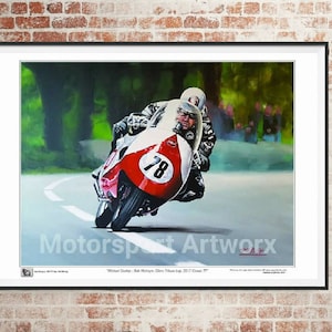 Michael Dunlop Limited edition art print by Jeff Rush Motorcycle racing poster Road racing poster TT poster gifts for bikers