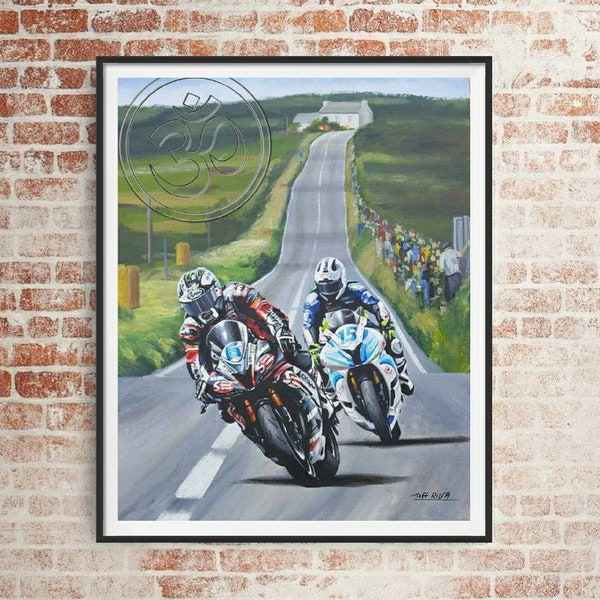 Michael Dunlop & William Dunlop limited edition art print by Jeff Rush Motorcycle racing poster road racing poster TT poster