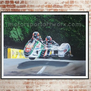 Maria Costello und Julie Canipa limitierte Auflage Kunstdruck by Jeff Rush Sidecar Poster Isle of man TT Poster Sidecar Racing Poster