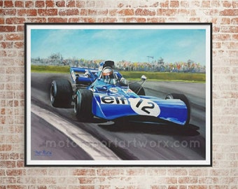 Jackie Stewart limited edition art print by Jeff Rush formula 1 poster formula 1 art f1 poster historic F1 art race car art F1 painting