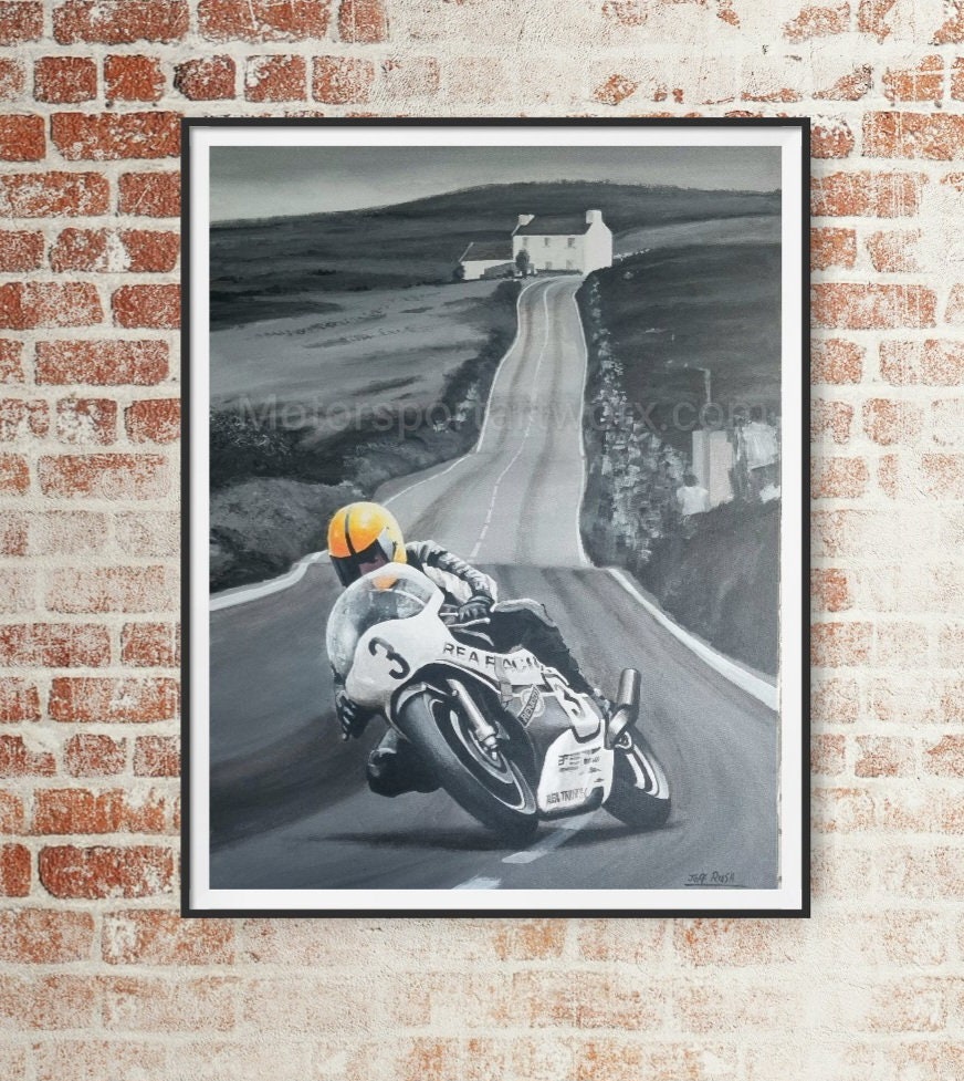 Joey Dunlop, Only one Yellow Helmet  Limited edition print by Jeff Rush