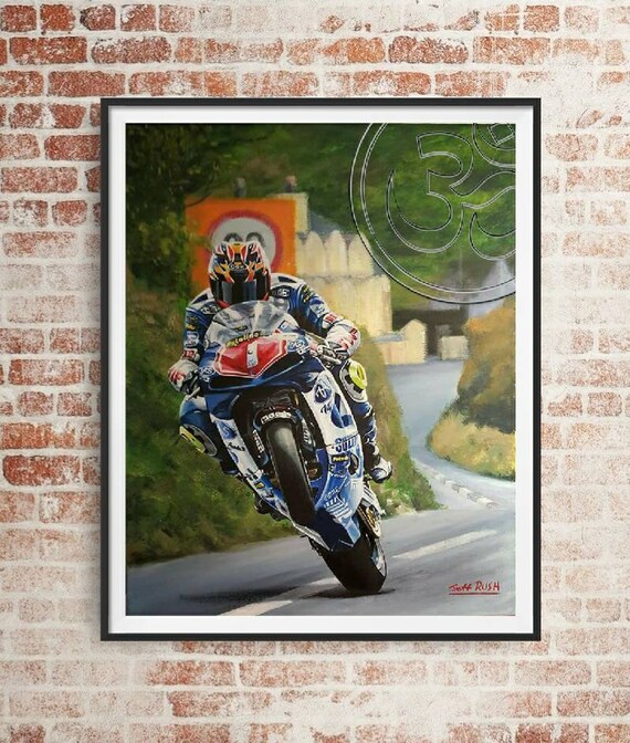 ANGLING 原画　オリジナル　一点もの David Jefferies Limited Edition Art Print by Jeff Rush Motorcycle