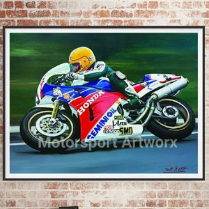 Joey Dunlop Limited edition art print By Jeff Rush Motorcycle racing poster Road racing poster TT poster gifts for bikers