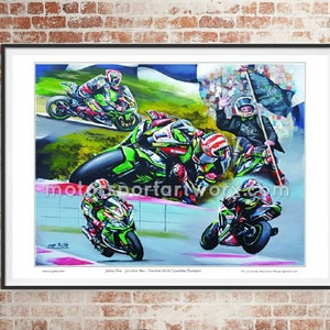 Jonathan Rea  Limited edition art print by Jeff Rush Motorcycle racing poster Road racing poster  WSB poster gifts for bikers