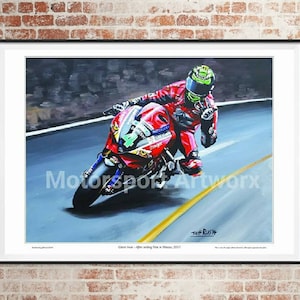 Glenn Irwin limited edition art print by Jeff Rush motorcycle print bike racing poster road racing poster motorbike poster gifts for bikers
