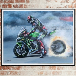 Jonathan Rea, Burning Rubber, limited edition print by Jeff Rush