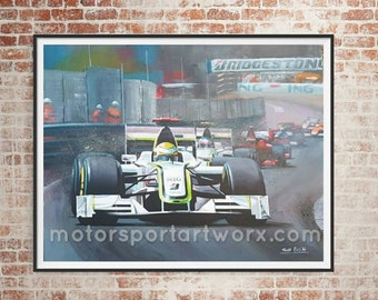 Jenson Button Limited edition art print by Jeff Rush F1 poster Formula one poster F1 art gifts for dads formula one wall art