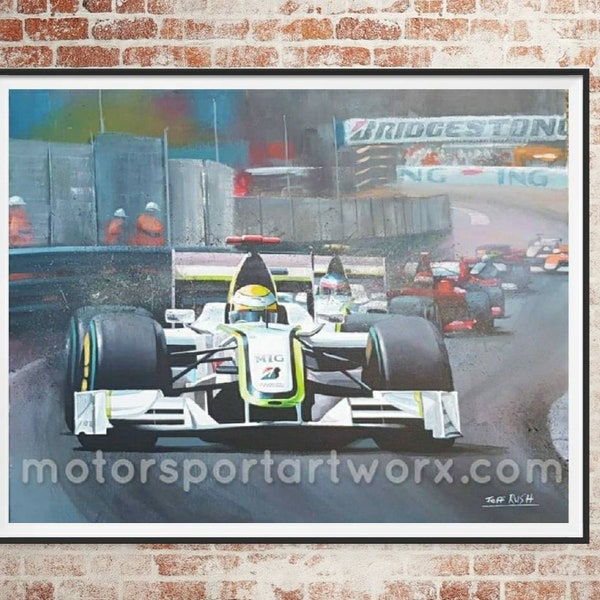 Jenson Button Limited edition art print by Jeff Rush F1 poster Formula one poster F1 art gifts for dads formula one wall art