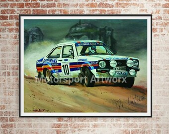 Ari Vatanen. Limited edition art print by Jeff Rush  World rally championship poster Ford escort poster