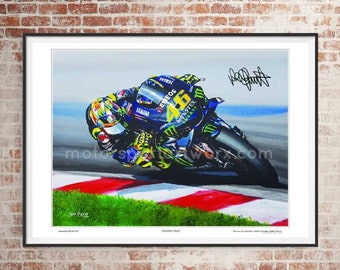Valentino Rossi Édition limitée impression d’art par Jeff Rush Motorcycle racing poster Road racing poster TT poster Moto GP poster gifts for bikers