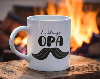 Tasse OPA mit Namen, Tasse Geschenk Vatertag, Kaffeetasse personalisiert, Schnauzer, Bart