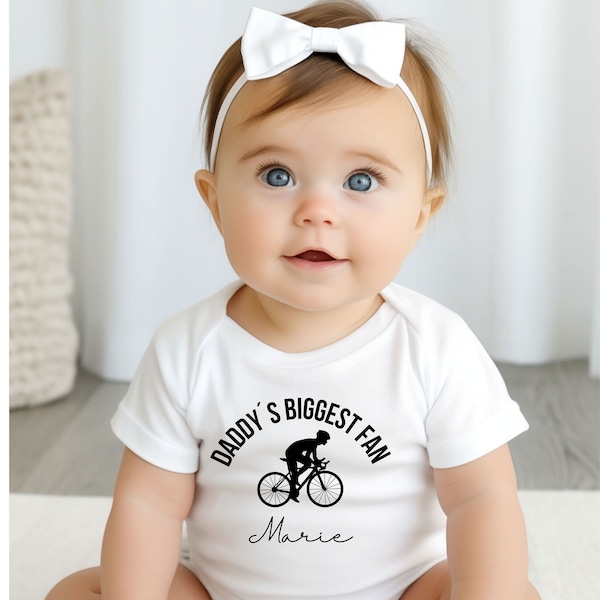 Baby Body Strampler Geschenk für Neugeborene Daddys biggest Fan Radrennen Radrennsport Fahrrad