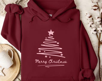Christmas Tree Sweatshirt, Christmas Shirt or Hoodie, Minimalist Holiday Top, Women's Christmas Outfit, Cozy Christmas Gift