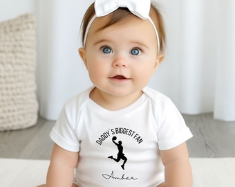 Personalisierter Baby Body Strampler Geschenk für Neugeborene Daddys biggest Fan Basketball Geschenk zur Geburt Vatertag Vatertagsgeschenk