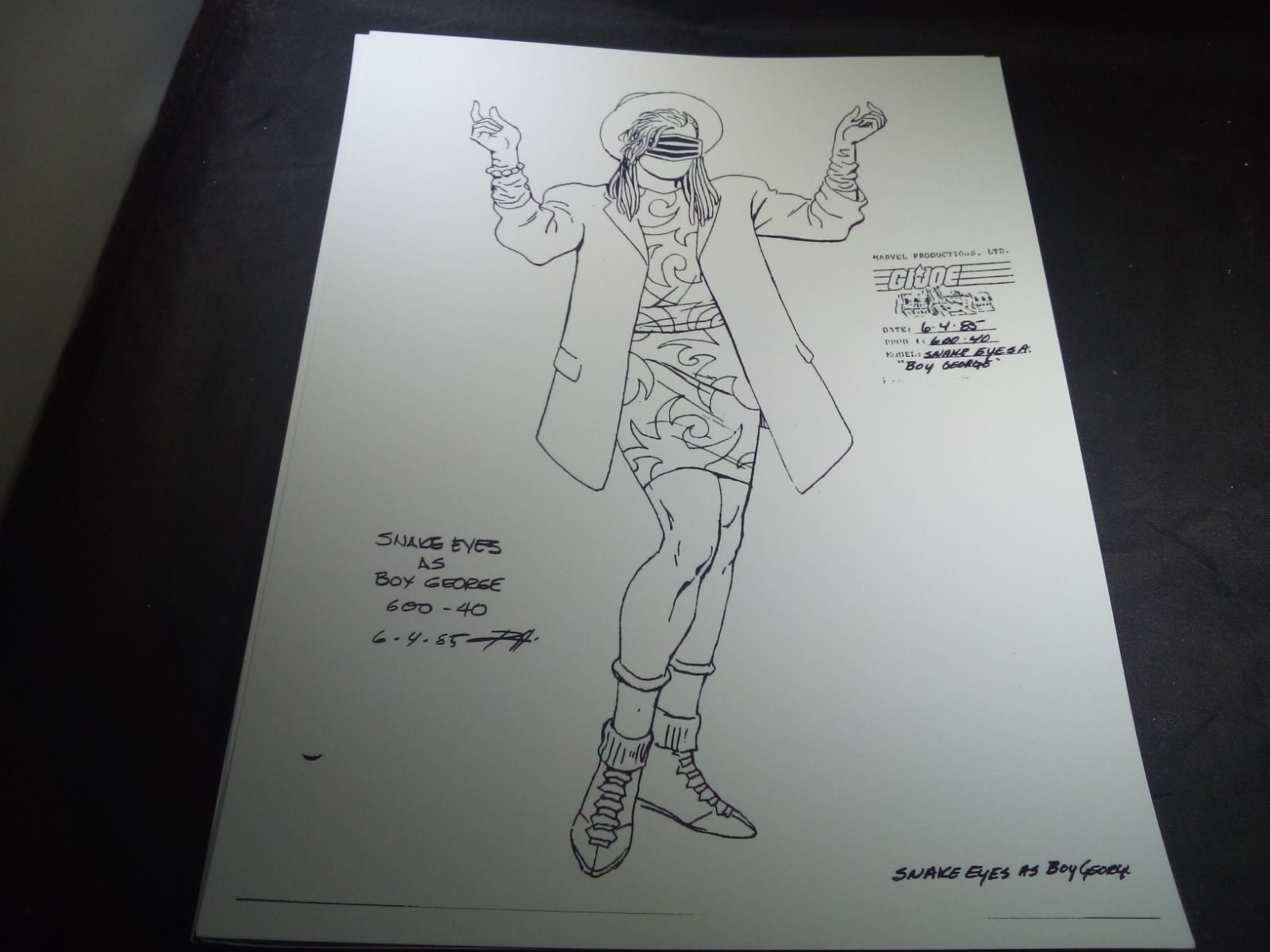 Vintage G.I. Joe Model Sheet Snake Eyes as Boy George | Etsy