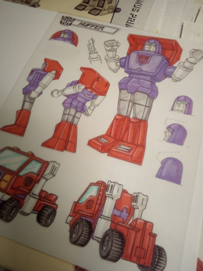 Transformers animation cel HUFFER Model Sheet G1 Cartoon Etsy