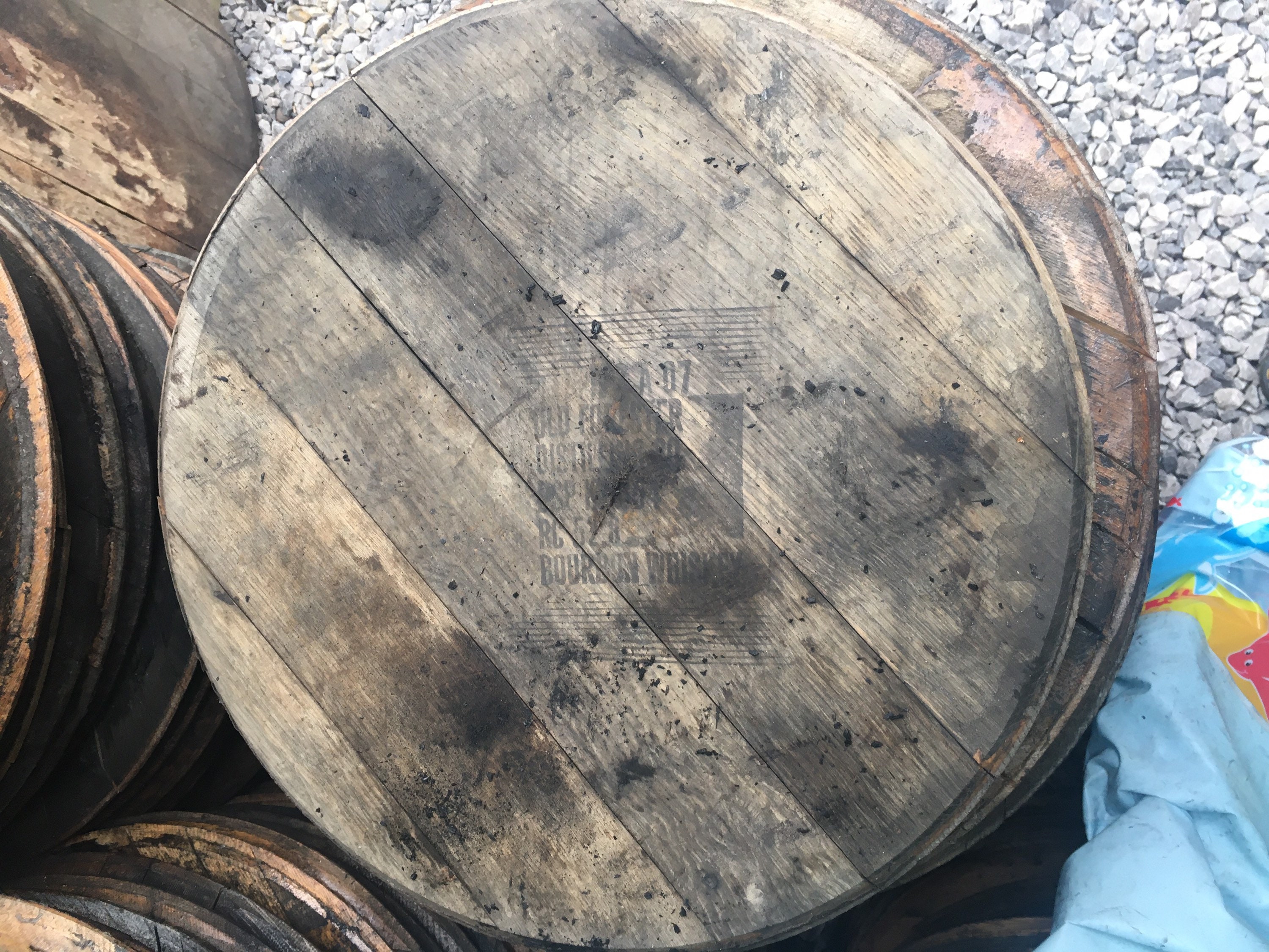 Solid oak whiskey barrel tops Etsy