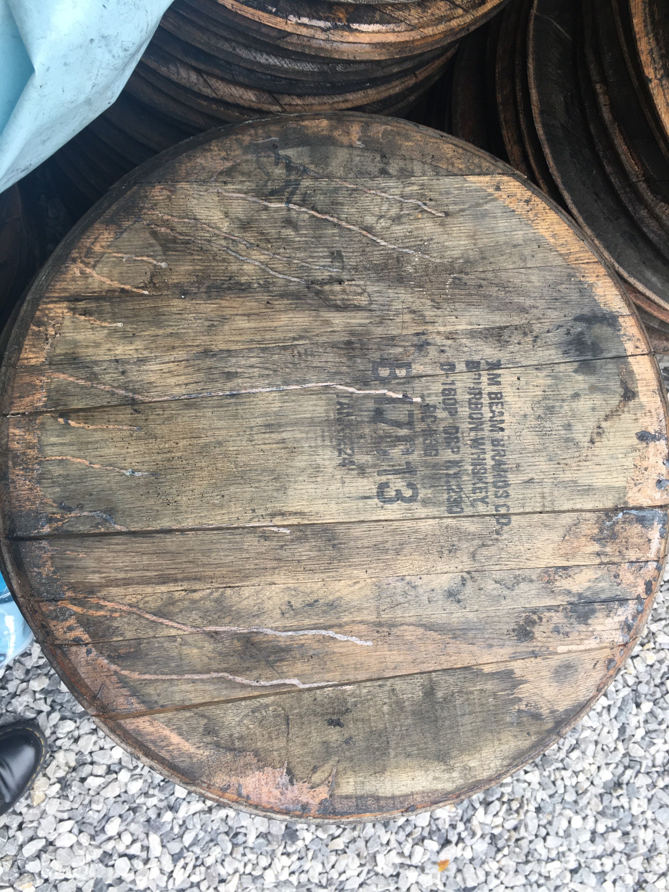 Solid oak whiskey barrel tops Etsy