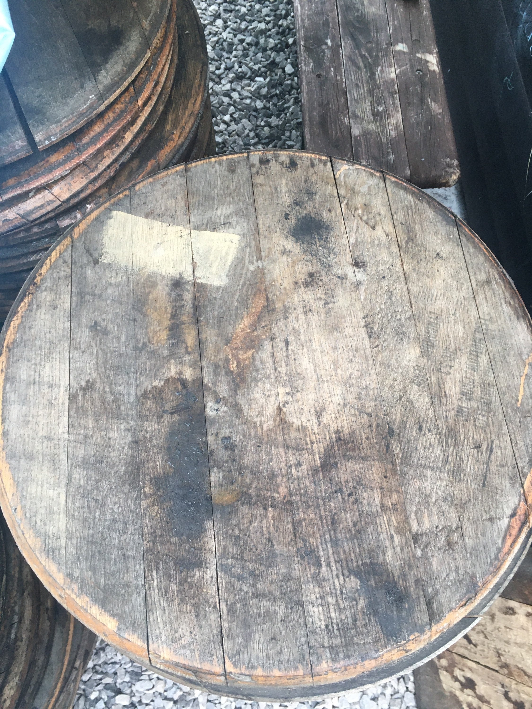 Solid oak whiskey barrel tops Etsy