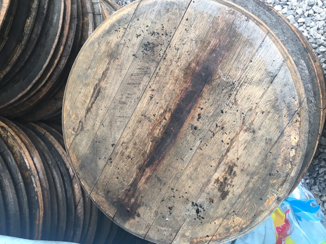 Solid oak whiskey barrel tops Etsy