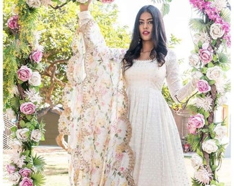white long anarkali dress