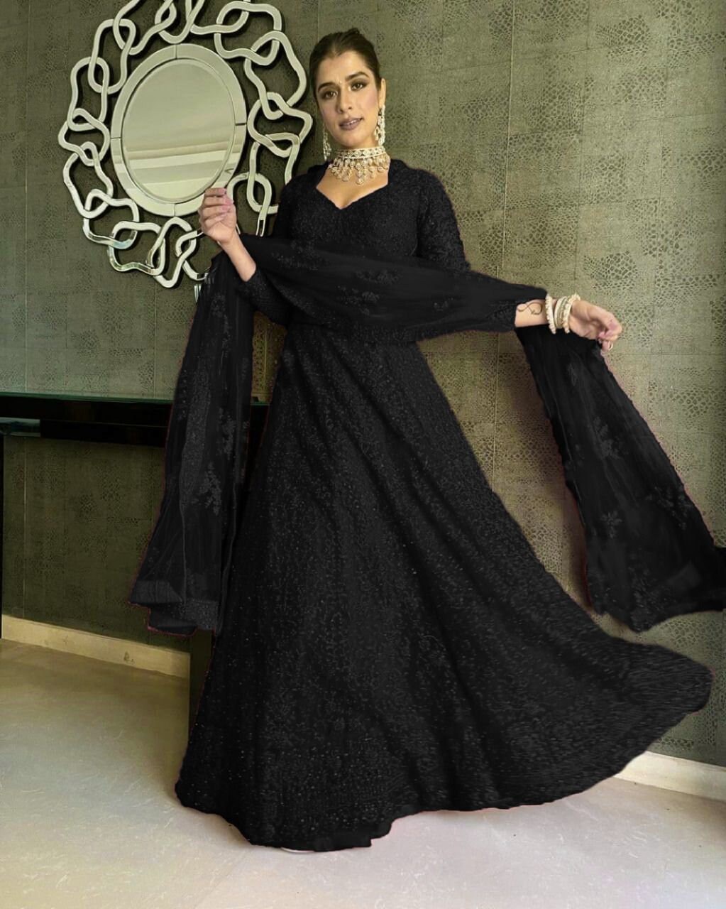 Charming Black Soft Net Lehenga Choli with Heavy Embroidery Sequins Work and Soft Net Dupatta for Women, Black Lehenga Choli, Wedding Dress