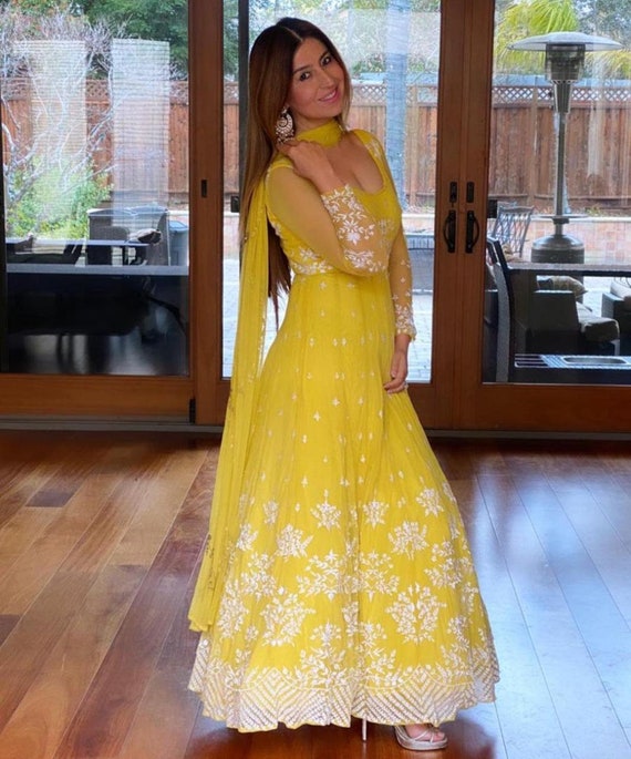 Yellow Anarkali Suit Yellow Gown Suit 