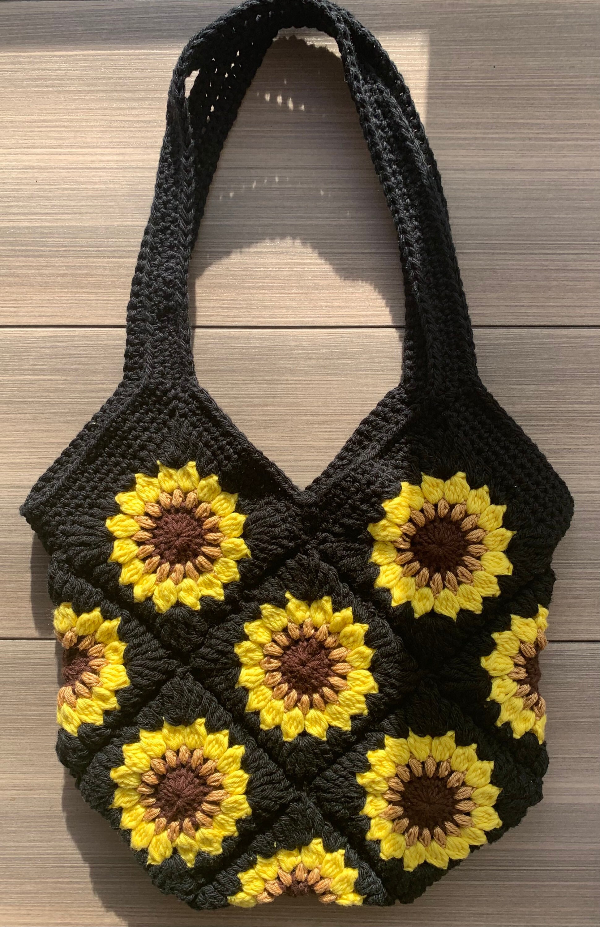 Handmade Sunflower Crochet Bag 100 Cotton Etsy Canada