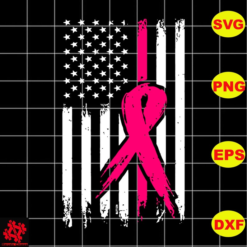 Pink Ribbon USA Flag SVG Breast Cancer SVG Grunge Cancer | Etsy