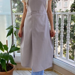 Pottery apron with split legs and adjustable cotton belt and neck strap, christmas gift. Lilac