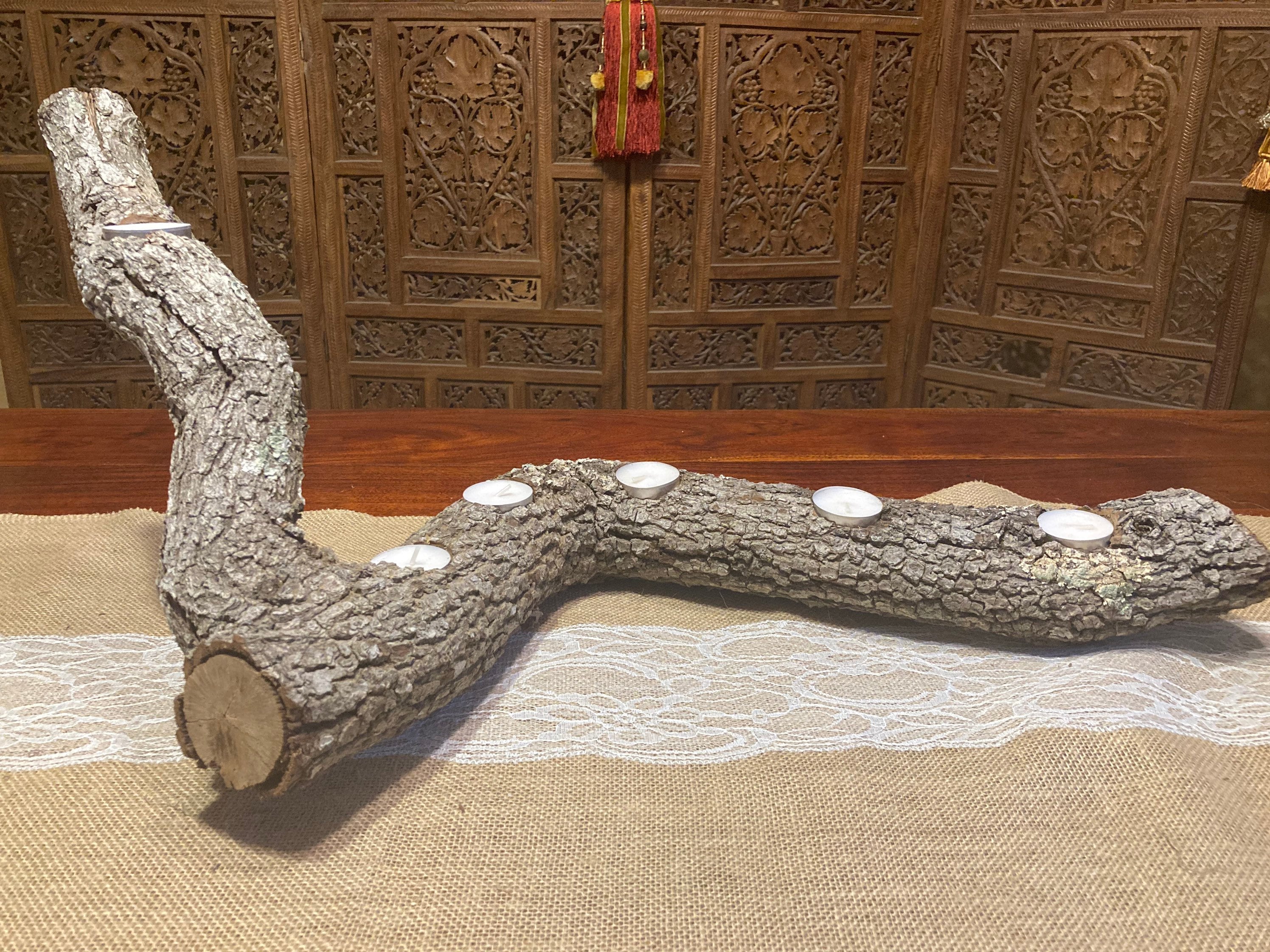 Rustic Log Wood Candle Holder. All Our Products Are Handmade. Etsy