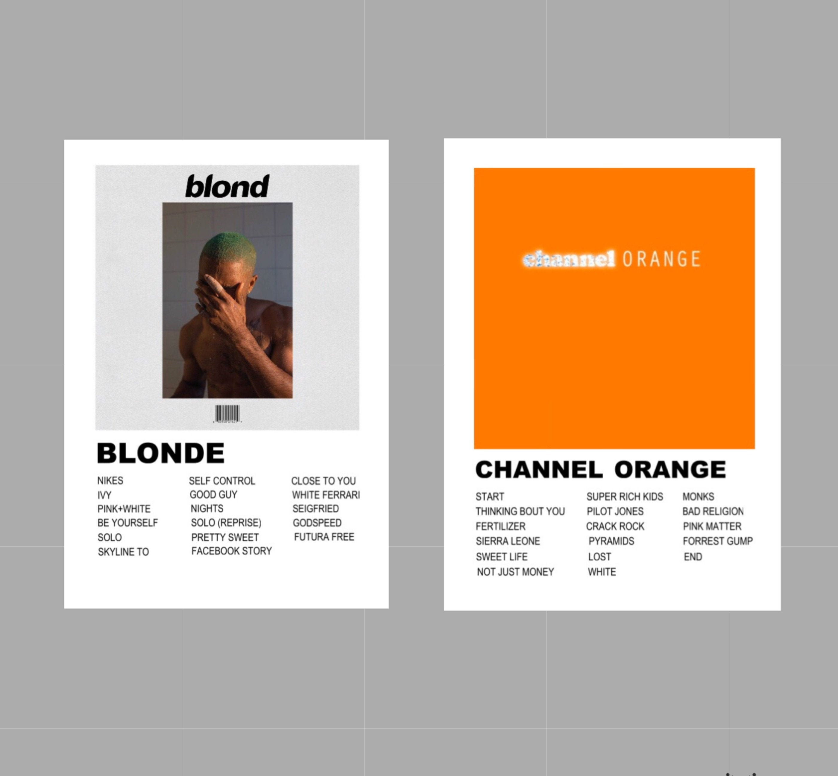 Frank Ocean album prints Etsy