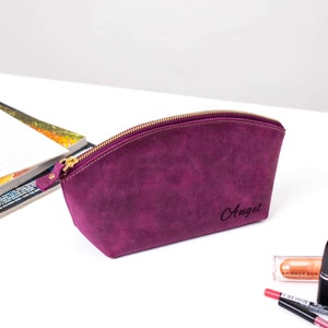 Benutzerdefinierte Kosmetiktasche, personalisierte Leder Make-up-Taschen für Frauen, Brautjungfer Monogramm Make-up-Organisator-Tasche, Braut Make-up Tasche, Make-up-Tasche