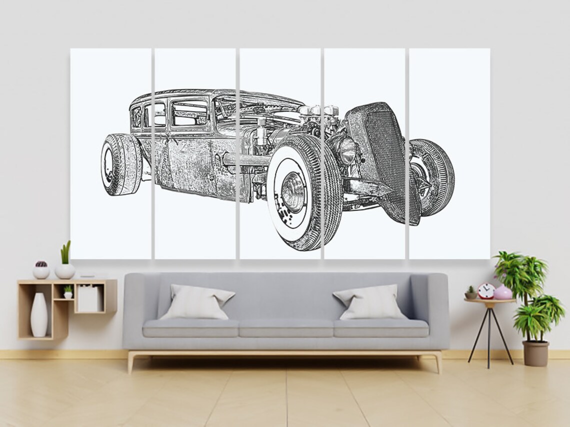 Hot Rod Wall Decor Large Canvas Printed Multipanel Canvas Etsy