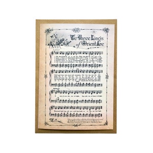 Tarjeta navideña grande A5 "Los tres reyes de Oriente somos estacionales" / Folklore, tradicional, británico, musical, cristiano, estilo vintage