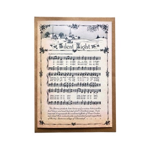Silent Night Carol stagionale grande A5 biglietto di auguri di Natale / Folklore, tradizionale, britannico, musicale, cristiano, biglietto di auguri in stile vintage