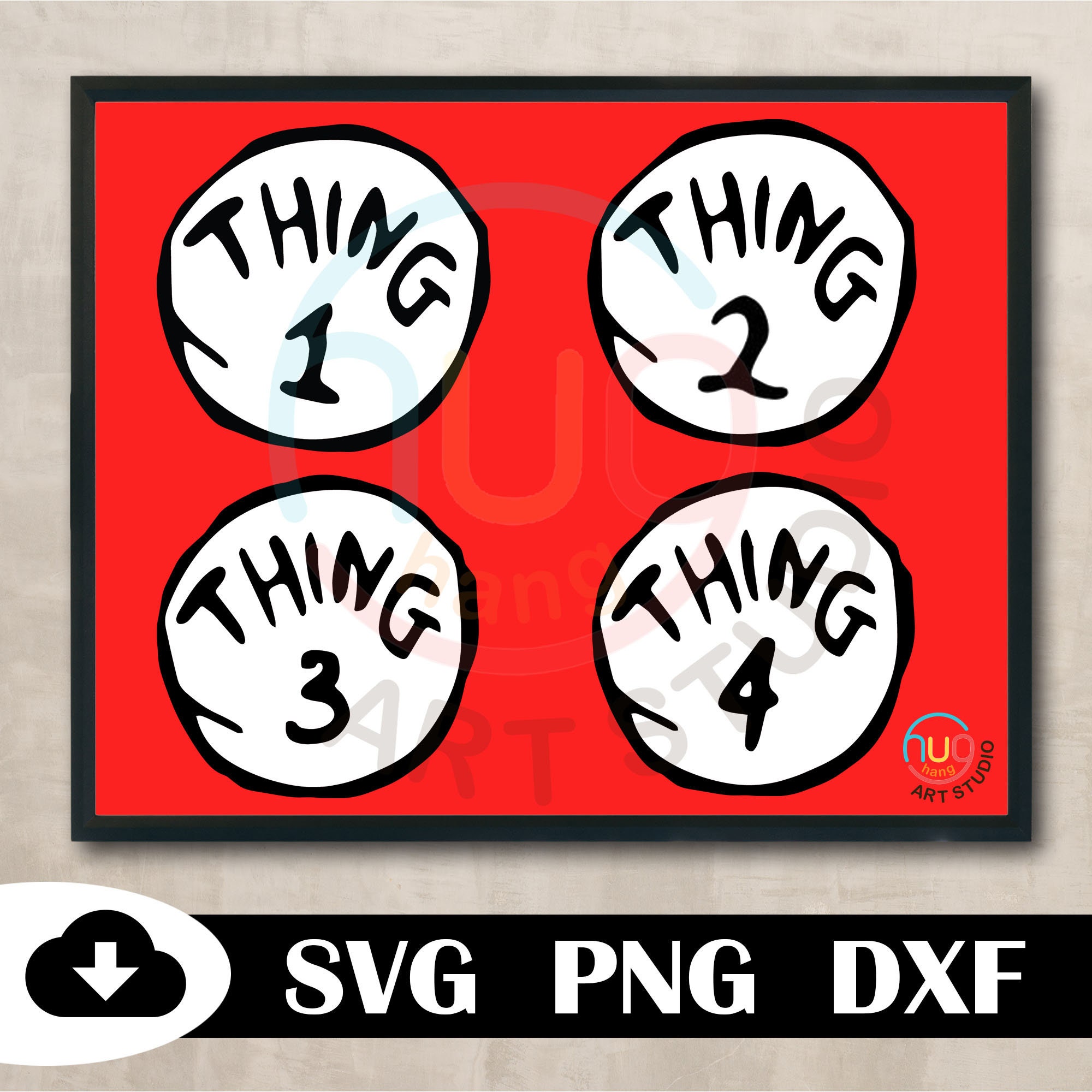 Thing 1 Thing 2 Thing 3 Thing 4 svgDr Seuss Personalized Etsy