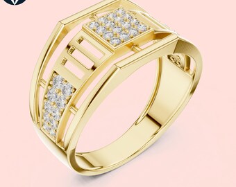 18k Solid Gold Colorless lab-grown Tiny Diamonds Engagement  Ring - Daily wear ring - Stacking Ring -Dainty Bridal Ring