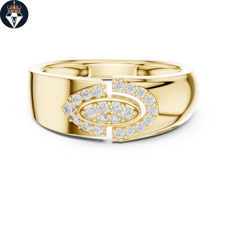 18k Solid Gold Colorless Lab-grown Tiny Diamonds Engagement Ring ...