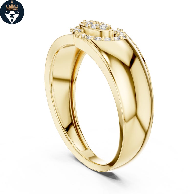18k Solid Gold Colorless Lab-grown Tiny Diamonds Engagement Ring ...