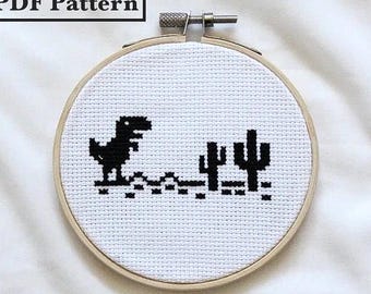 Chrome Dinosaur Cross Stitch (Digital PDF Pattern)