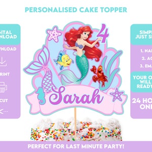 Mermaid Cake Topper, Mermaid Theme Cake Topper, Mermaid Printable Cake Topper, Printable Cake Topper, Express Cake Topper Digital File